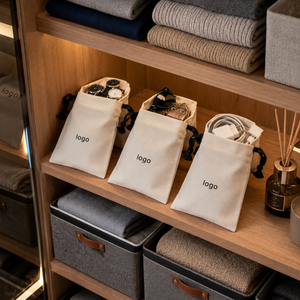 Bolsa de Almacenamiento de Cosméticos con Cordón de Algodón |   Bolsa Organizadora de Maquillaje Reutilizable, Ligera, Ecológica y Duradera para Viajes, Personalizable - Product Image 2