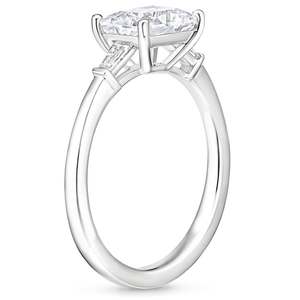 แหวนหมั้นเพชรทรงคลาสสิคแบบ Emerald Cut ทองคำแท้ 18K ชุบโรเดียม ตัวเรือนแบบหนามเตย สไตล์เรขาคณิตสำหรับผู้หญิง ได้รับการรับรองจาก GIA - Product Image 2