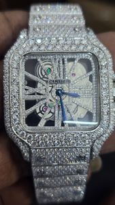 Reloj de Cuarzo AURALUXURIA para Hombre, de Lujo, en Acero Inoxidable Plateado, con Diamantes Moissanite VS1, Resistente al Agua 10 Bar, con Día/ Fecha - Product Image 4
