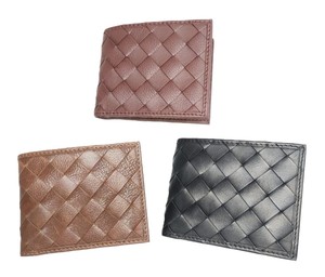 Portefeuilles en cuir pour homme, design élégant, protection RFID, porte-cartes d'identité, portefeuille fin, logos personnalisés, motif tissé, simple, classique, pliage en deux - Product Image 3