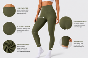 Leggings de compression taille haute, de qualité supérieure, flexibles et durables, pour les entraînements sportifs et la gym, doux et confortables. - Product Image 5