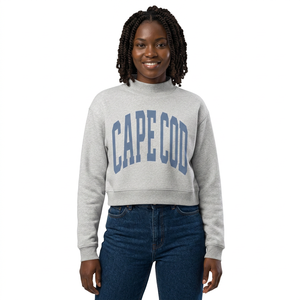 Sweat-shirt rose et bleu à imprimé Cape Cod Arch, col côtelé, poignets et ourlet côtelés roses unis, coupe ample, manches longues, haut pour tenue de week-end - Product Image 4
