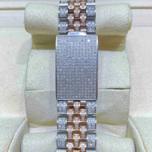 Montre de luxe pour homme en acier inoxydable avec moissanite, pavée de diamants, ton argent, fermoir déployant, bracelet de haute qualité et tendance - Product Image 6