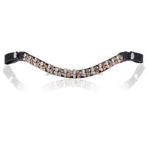 Cinta Frontal para Caballo de Cuero Suave Personalizada con Cristales Negros y Dorados Australianos, Cadena de Diamantes, Cinta Frontal Elegante para Caballos - Product Image 2