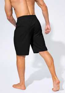 Pantalones Cortos Bermuda de Secado Rápido para Jóvenes de EE. UU. y Europa, Color Negro Sólido, Cintura con Cordón Ajustable y Bolsillos con Cremallera, Ropa Deportiva Informal - Product Image 5