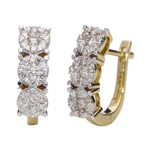 ต่างหูห่วงทอง14K สีเหลืองทองคลาสสิก0.64 tcw ตัดสดใสสำหรับผู้หญิงสวมใส่ทุกวัน - Product Image 1