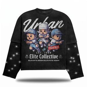100% cotton T-shirt for men loose fit printed Mens Double Layer 240 GSM Cotton Double Layer Graphic Streetwear Tee - Product Image 6