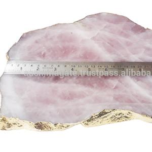 Plateau de service en cristal de Quartz Rose, bord d'agate authentique, cadeau de fête populaire, décor de mariage Bling, assiette Technique de Style artistique - Product Image 2