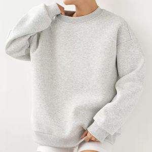 Sweat-shirt surdimensionné personnalisé pour femme, col rond uni, vêtement décontracté à manches longues, doux, grande taille, sweat-shirts décontractés pour femme - Product Image 4