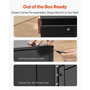 50 Lbs Max Load-Bearing <b>Lockable</b> 4U Rack Mount <b>Drawer</b> Sliding Cable Management Hole Case Server Cabinet Organizer - Product Image 6