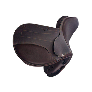 Selle d'obstacle anglaise en cuir avec arceau en bois, marron, taille complète - Product Image 4