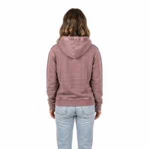 Women's Dusty Pink <b>Washed</b> Distressed Hoodie Fleece Pullover Sweatshirt Kangaroo Pocket Streetwear - Product Image 2