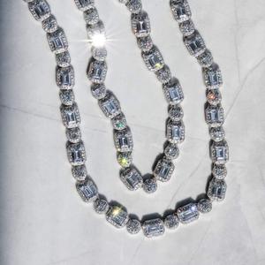 Women's 925 Sterling Silver Brilliant Cut Diamond Hiphop Tennis Chain <b>Statement</b> <b>Necklace</b> Rhodium Plated for Certified - Product Image 3