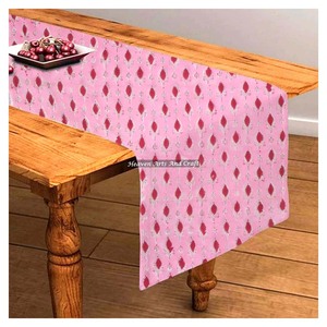 Custom Made 100% Cotton Fabric Hand Block Printed Table <b>Runners</b> For Home & Hotels In Beautiful Flower Design For Wedding Events - Product Image 1