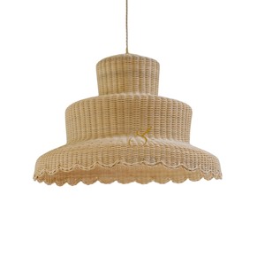 Cottagecore Chic Triple Tier Rattan Lampshade Elegant Straw Woven Pendant <b>Light</b> Cover Luxury Ceiling Hanging <b>Chandelier</b> - Product Image 1