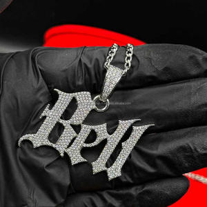 Pendentif Lettre BPM Gothique Personnalisé Moissanite VVS Certifiée GIA Argent Sterling 925 Iced Out Collier Hip Hop Luxe - Product Image 1