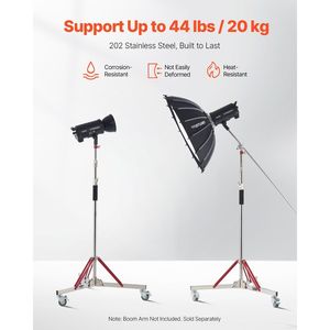 Supporto per treppiede per illuminazione fotografica resistente da 4,5 piedi/320cm con ruote altezza Max 10, 5 piedi/320cm - Product Image 4