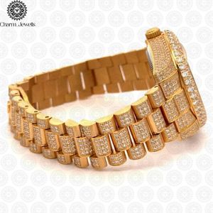Montre Charm Jewells de luxe pour homme, boîtier en acier inoxydable 40 mm, cadran analogique mécanique, incrustée de diamants, date automatique, résistante à l'eau 10 ATM - Product Image 2