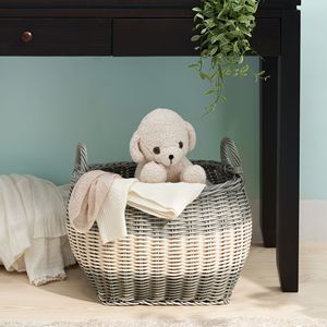 Zita 18 \ "X 15 \" X 15 \ "cesto di vimini tessuto in resina ovale multiuso bianco-grigio decorazione per la casa per asciugamano giocattoli per riporre riviste - Product Image 2