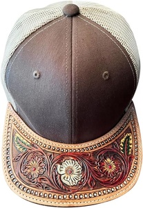 Diseñador de alta calidad Tooled a mano Mejor sombrero de camionero de cuero Western Flatbill Style Cap Mejores ideas de regalos para unisex - Product Image 2