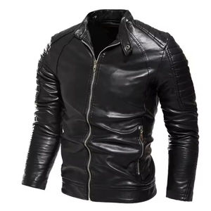 Custom Mens Stylish Black <b>Cow</b> Skin Winter Leather Jacket with Zip-Up Front Ribbed Sleeves and Side Chest Pockets Leather jackets - Product Image 4