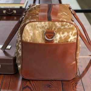 Sac de voyage fourre-tout en cuir véritable à poils, marque privée, avec fermeture éclair, design portable et tendance LHDB-0099 - Product Image 5