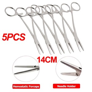 5PCS Stainless Steel Needle Holder <b>Pliers</b> Hemostatic Surgical Forceps Instrument <b>Set</b> with Locking Clamps and Straight Tip - Product Image 5