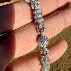 Pulsera de Lujo para Mujer, Plata 925, Baño de Rodio, Diamantes Moissanite VVS, Eslabones con Micro Pavé, para Uso Diario, Unisex - Product Image 6