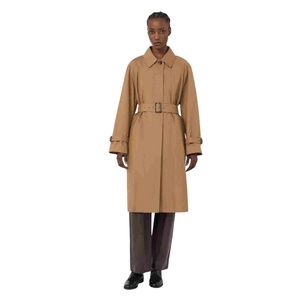 Abrigo clásico de mujer de piel de oveja, doble botonadura, corte ajustado, largo, transpirable y cortavientos para otoño e invierno - Product Image 1