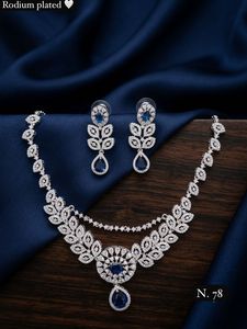 Silver Plated Brass Women's Bridal Set Choker <b>Necklace</b> Drop Earrings Tikka Ethnic Zircon Trendy Wedding Engagement Anniversary - Product Image 3