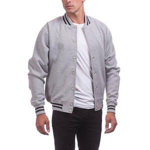 Veste varsity noire pour homme avec manches grises, logo B brodé, fermeture boutonnée sur le devant, style preppy, coupe classique, vêtement d'automne - Product Image 5