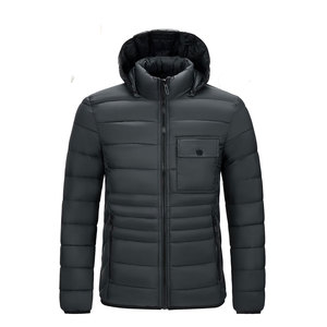 <b>Men's</b> Solid Color Hooded <b>Jacket</b>, Long Sleeve Stand Collar Comfortable <b>Warm</b> Trendy Winter Faux Down <b>Jacket</b> - Product Image 1