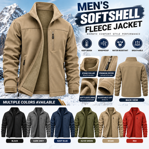 Custom Logo OEM Men's Winter Fleece Bomber <b>Jacket</b> Stand Collar Zipper <b>Waterproof</b> Casual Tactical Outdoor Warm <b>Jacket</b> - Product Image 6