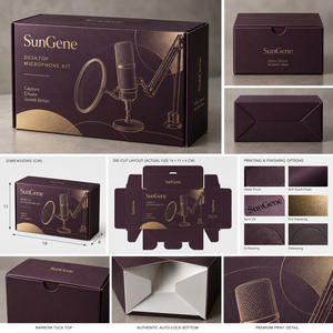 Carton pliable à fond auto-scellant SunGene pour kit de microphone de bureau en prune foncée et or mat - Product Image 6