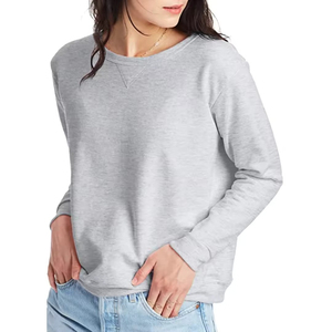 Sudadera de Mujer, Holgada, Negra, de Poliéster/Algodón, Cuello Redondo, Hombros Caídos, Manga Larga, Color Sólido, Tejido de Punto, Secado Rápido - Product Image 5