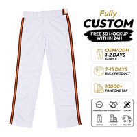 Pantalon de baseball unisexe personnalisé, rayures blanches et orange, impression sublimée, respirant, coupe ajustée, fermeture éclair, pour adulte, sport, antibactérien