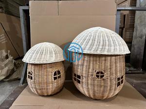 Round <b>Rattan</b> Kids House <b>Storage</b> <b>Basket</b> Natural Wicker Children Toy <b>Storage</b> <b>Basket</b> Montessori Nursery Playroom Organizer Kid Room - Product Image 1