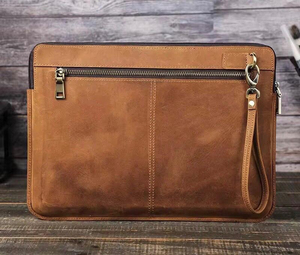 business leather <b>bag</b> with structured compartments for laptop <b>documents</b> and office supplies leather laptop briefcase - Product Image 5