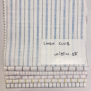 Tissu rayé en polycoton pour la confection de chemises, mélange lin-coton, largeur 58 pouces, qualité export, à prix abordable - Product Image 1