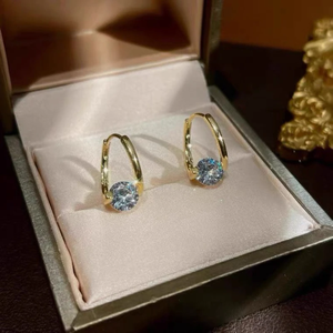 Pendientes de Aro Trenzados de Plata de Ley 925 con Moissanita, Joyería Fina de Lujo para Mujer, con una Sola Piedra Redonda de Diamante de Laboratorio - Product Image 6