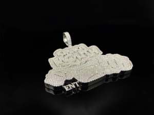 Colgante de lujo personalizado The Ice Legacy, con diamante redondo brillante esmerilado, de aleación plateada con baño de rodio, estilo Hip Hop Royal - Product Image 3