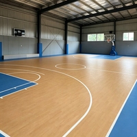 Revêtement de sol sportif en bois d'érable PVC Fiba antidérapant, stable, insonorisant, portable pour intérieur
