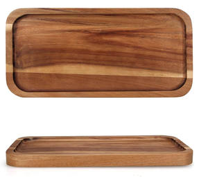 Plateau de service rectangulaire en bois d'acacia massif, poli, durable, couleur personnalisée, pour mariage et fêtes, SOFIYA CRAFT - Product Image 3