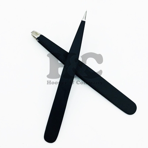Pinzas Profesionales Negras de Acero Inoxidable, Juego de Pinzas para Cejas con Punta Puntiaguda, Empaque con Logotipo Personalizado, Uso Estético - Product Image 2