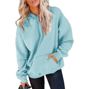 Sweat-shirts à capuche pour femmes 100% coton, pulls en molleton amples et mignons à manches longues avec logo sur le devant, manteau d'hiver avec poche - Product Image 1