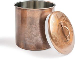 Floral Embossed Copper <b>Kitchen</b> Canister with Loop Handle Decorative Metal Tea Coffee Sugar <b>Storage</b> <b>Jar</b> Container - Product Image 3