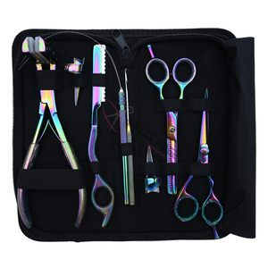 ชุดอุปกรณ์ต่อผมคุณภาพสูง Rainbow Salon พร้อมคีมต่อผมขนาด 7 นิ้ว มีดโกนจัดแต่งทรงผม กรรไกรตัดผมแบบมืออาชีพ และชุดอุปกรณ์สำหรับทำผมแบบลูป - Product Image 1