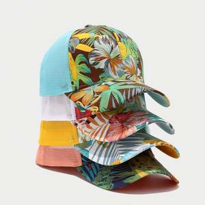 Gorra de Béisbol Casual Inspirada en Vacaciones en Hawái para Hombre y Mujer, Gorra Curva Transpirable con Protección Solar y Estampado de Hojas - Product Image 2