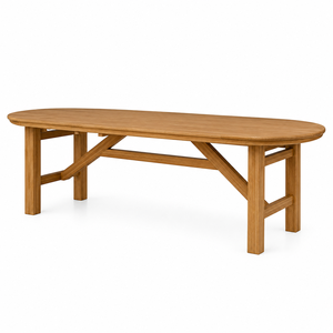 Table à manger ronde moderne en teck massif, imperméable, avec structure architecturale, 10 places - Product Image 2