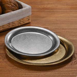 Plato de Metal Estilo Industrial Vintage, Plato de Acero Inoxidable para Comida al Aire Libre, Platos para Comida Occidental, Plato para Huesos de Restaurante Francés - Product Image 6